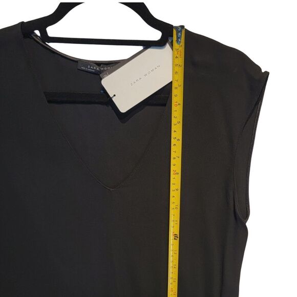 ZARA Black Chain Fringe Sleeveless Top Womens S Dressy Party Grunge Sexy Relaxed - Picture 9 of 11